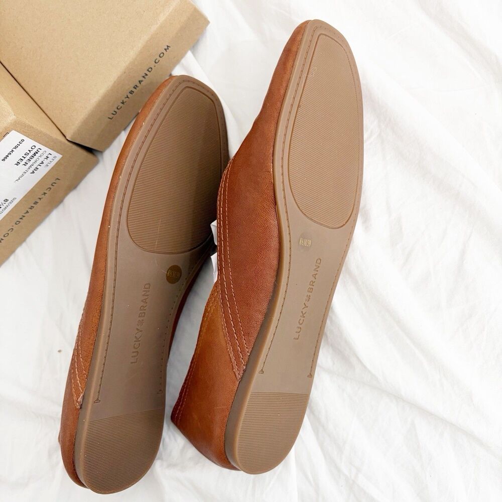 Lucky Brand Alba Womens Umber Ballet Square Toe Flat Size 8 1/2 8 LK-ALBA NIB - Picture 10 of 10